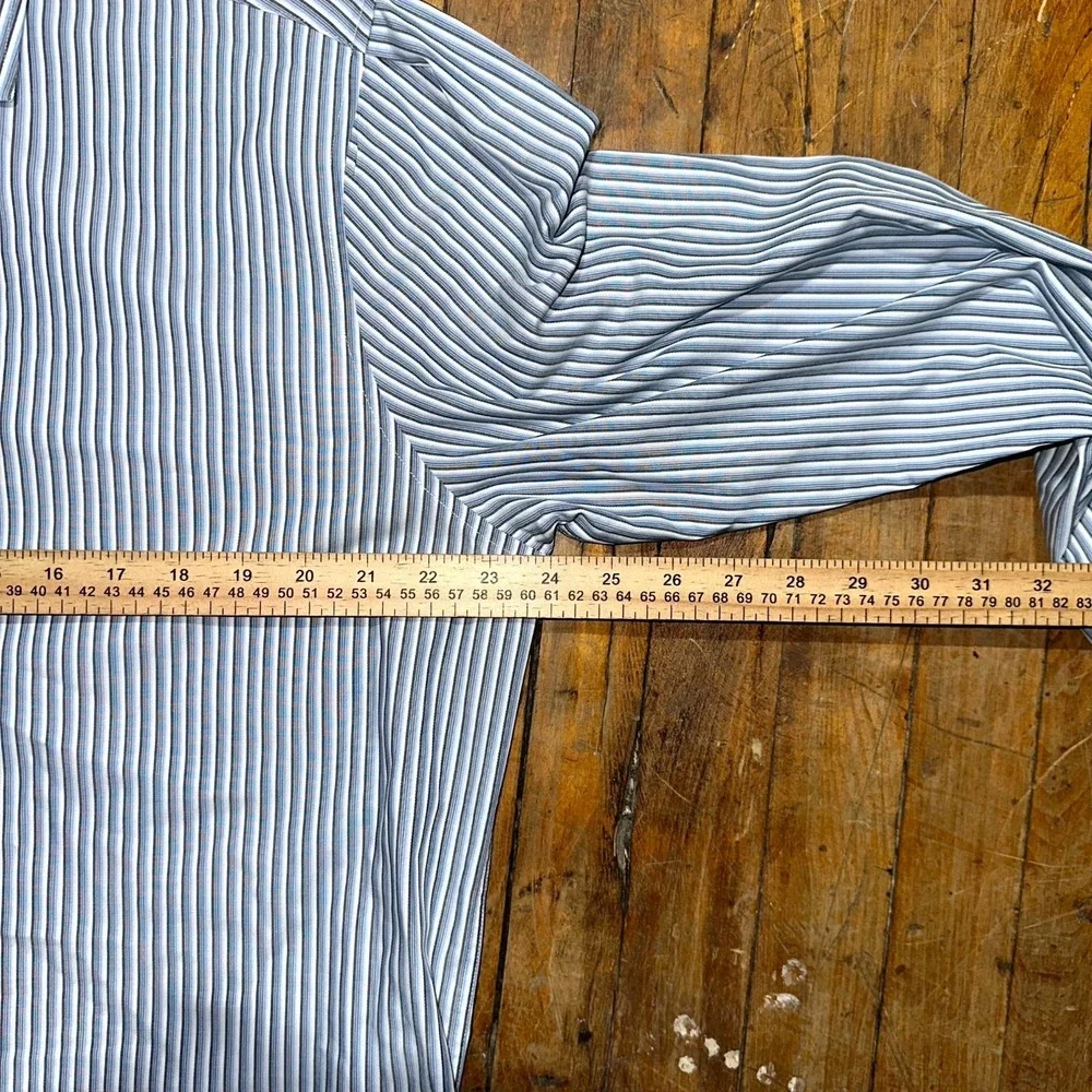 Perry Ellis Portfolio Dress Shirt Mens XL White Striped Long Sleeve Button Down‎